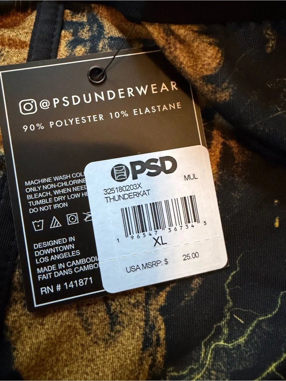 PSD Tiger Face Performance Boxer Briefs - Black & Gold size XL